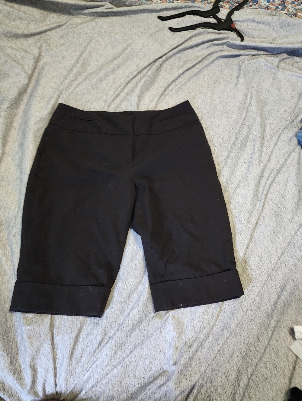 Dalia Black Bermuda Shorts with Cuffed Hem